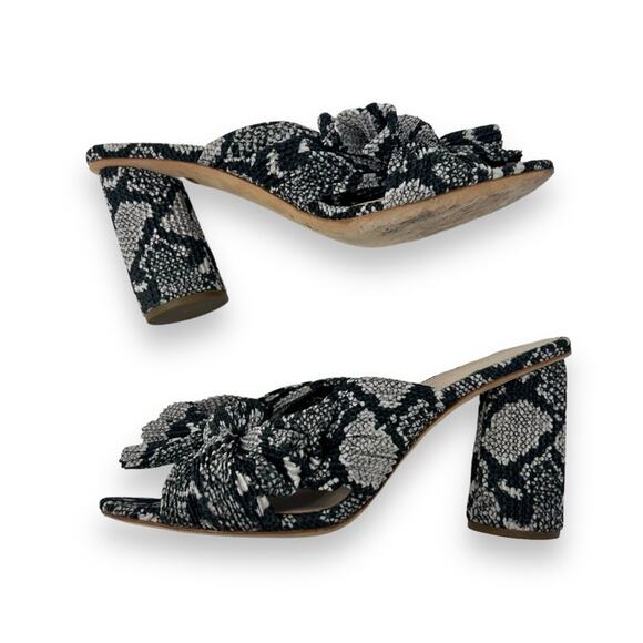 Loeffler Randall Penny Pleated Knot Mule Slip On Sandal Snake Black 8 Women’s - Picture 7 of 11